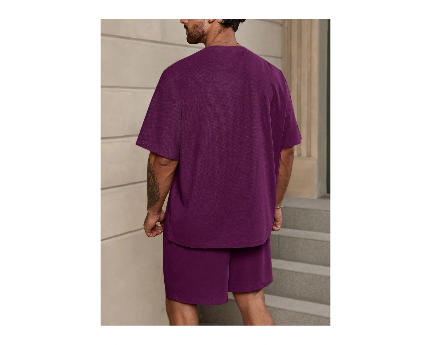 Manfinity Homme 2 Adet/Takım Erkek Düz Renk Mor Yuvarlak t ve Şort