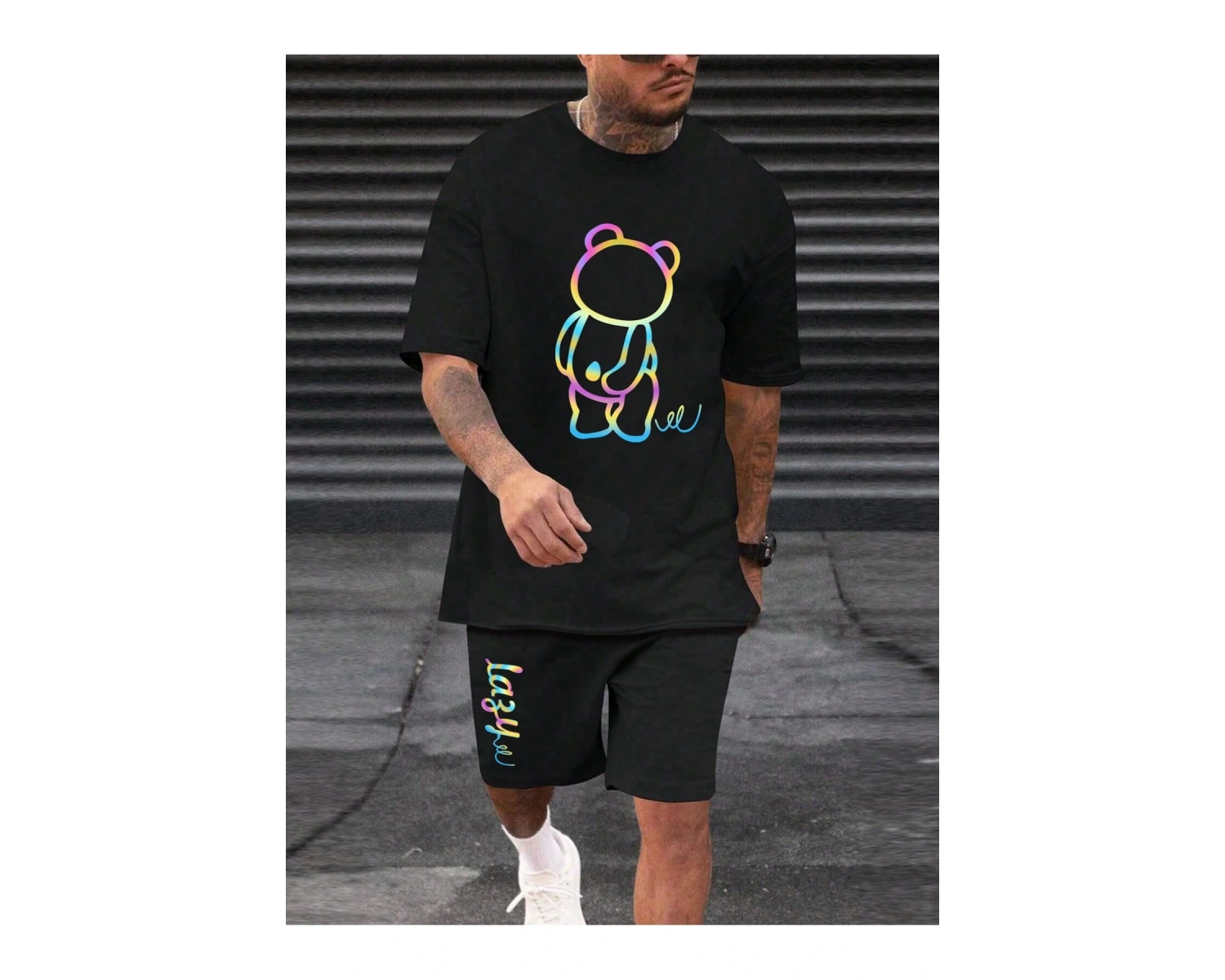 Manfinity Homme 2li Erkek Günlük Basit Kısa Kollu Tişört Ve Şort Takımı