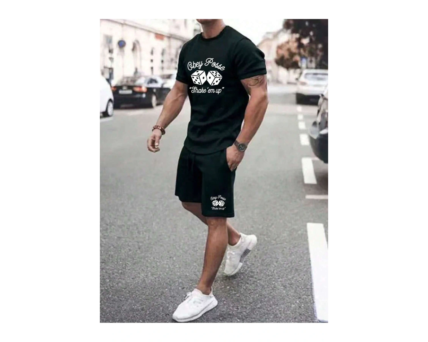 Manfinity Homme 2li Erkek Günlük Basit Kısa Kollu Tişört Ve Şort Takımı