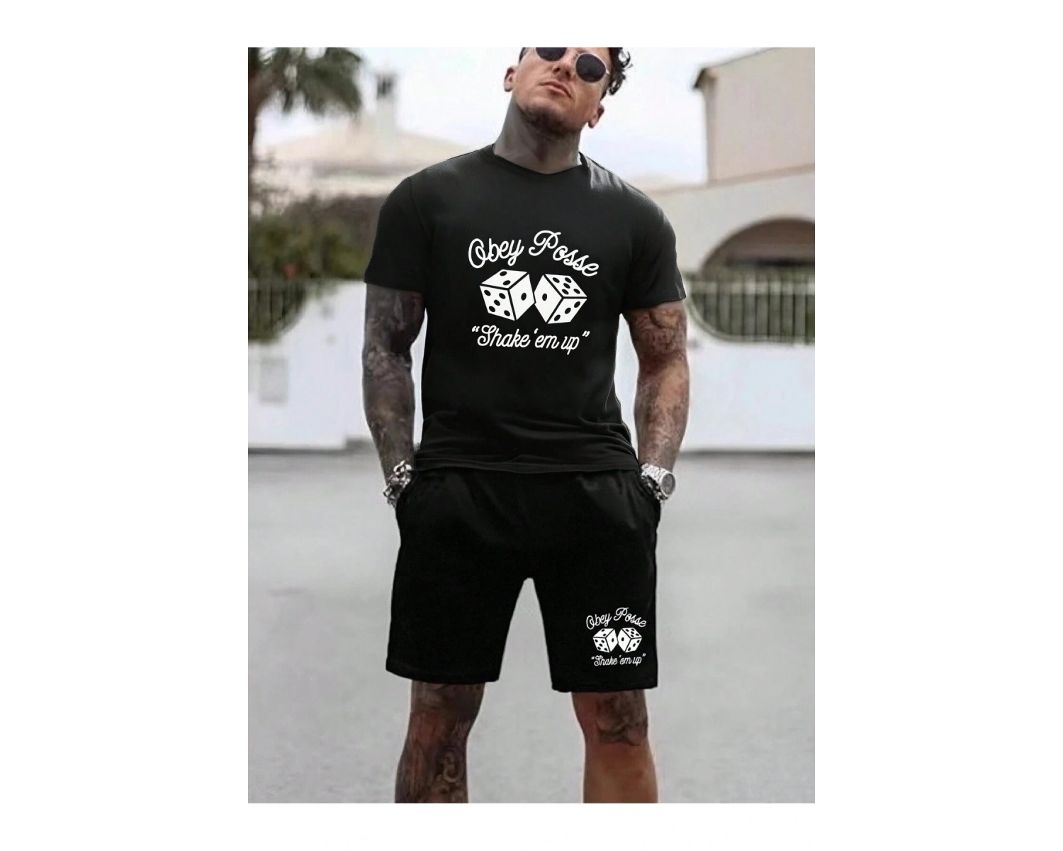 Manfinity Homme 2li Erkek Günlük Basit Kısa Kollu Tişört Ve Şort Takımı