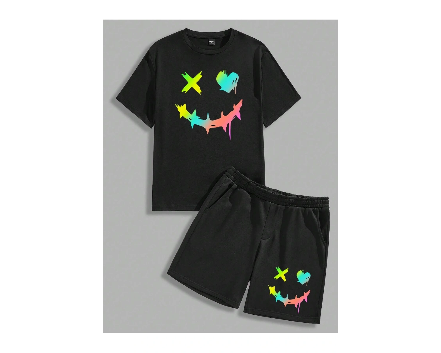 Manfinity Homme 2li Erkek Günlük Basit Kısa Kollu Tişört Ve Şort Takımı