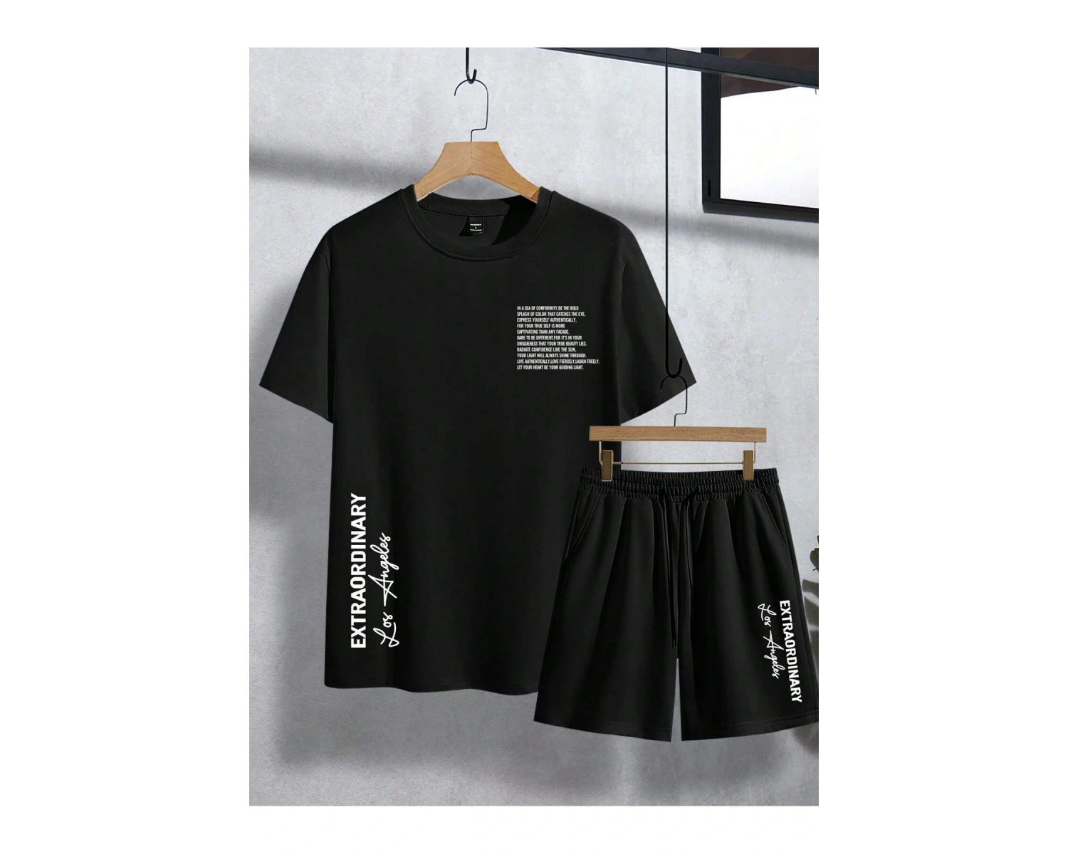 Manfinity Homme 2li Erkek Günlük Basit Kısa Kollu Tişört Ve Şort Takımı