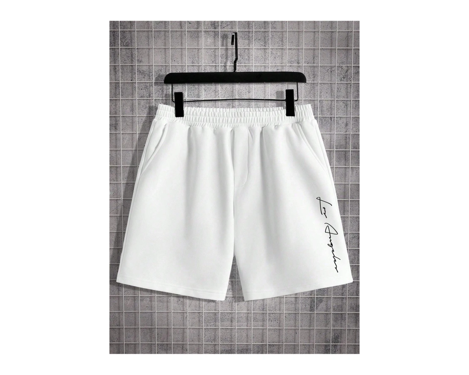 Manfinity Homme Beyaz Örme Erkek Kısa Kollu Tişört ve Şort Takımı