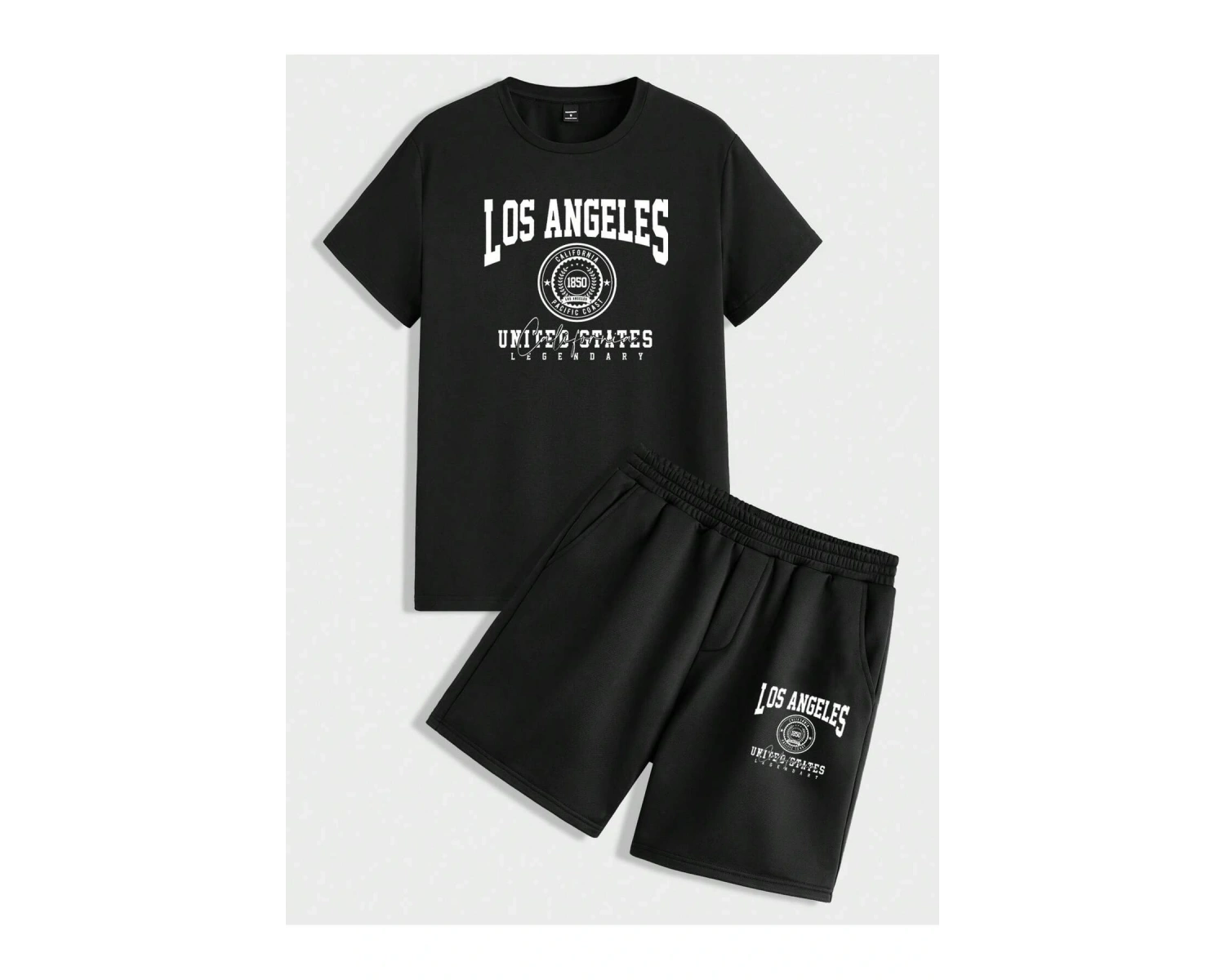 Manfinity Homme Casual College Style Tipografi Tişört ve Şort Takımı