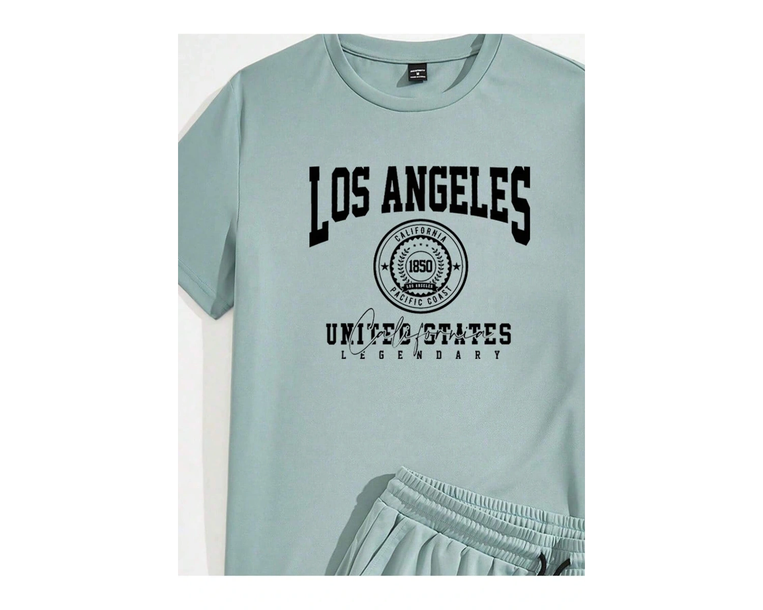 Manfinity Homme Casual College Style Tipografi Tişört ve Şort Takımı