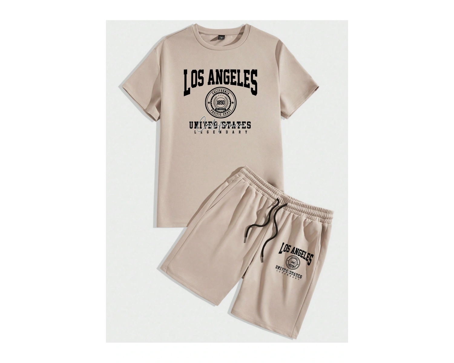 Manfinity Homme Casual College Style Tipografi Tişört ve Şort Takımı