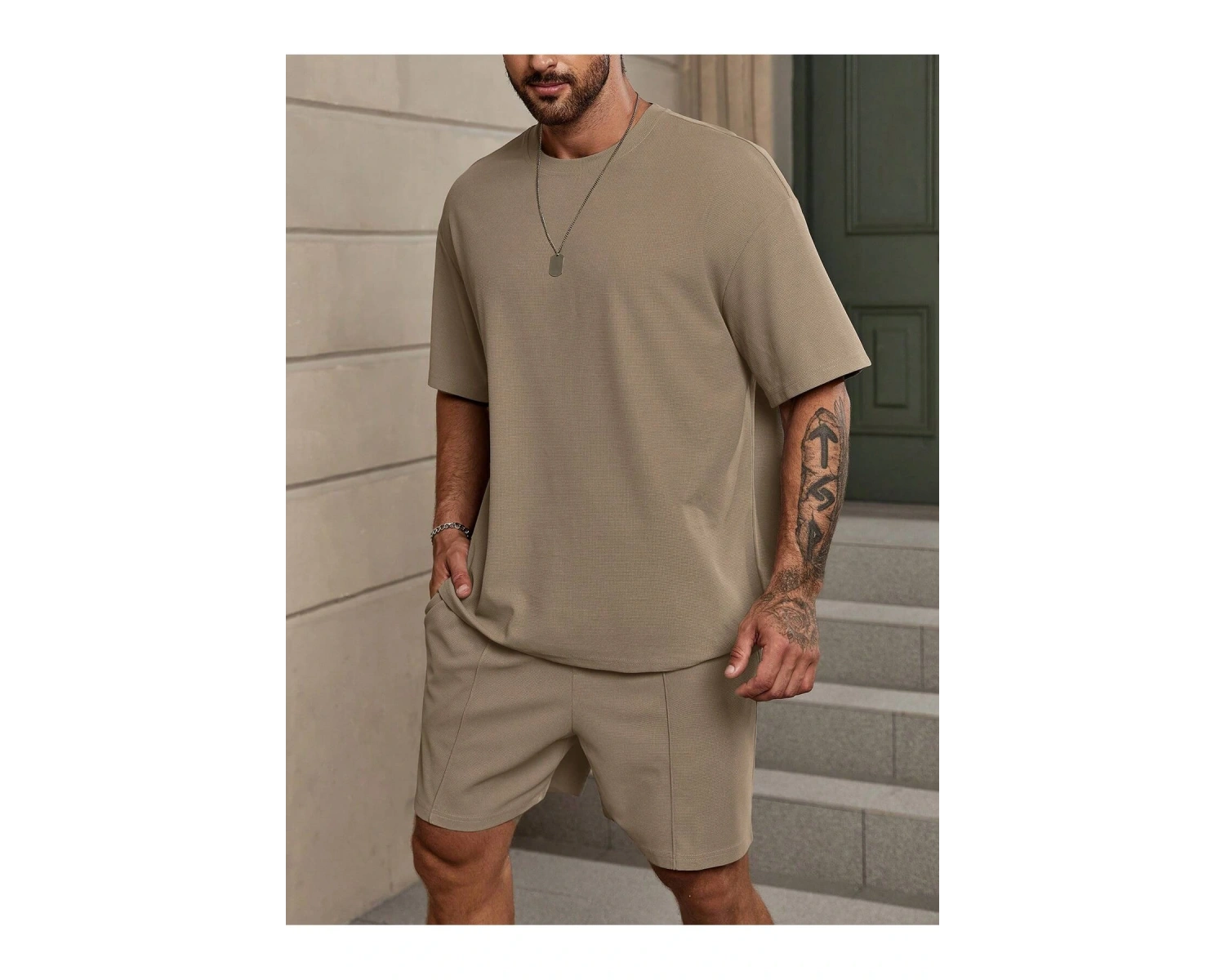 Manfinity Homme Erkek Düz Bol Bel Şortu