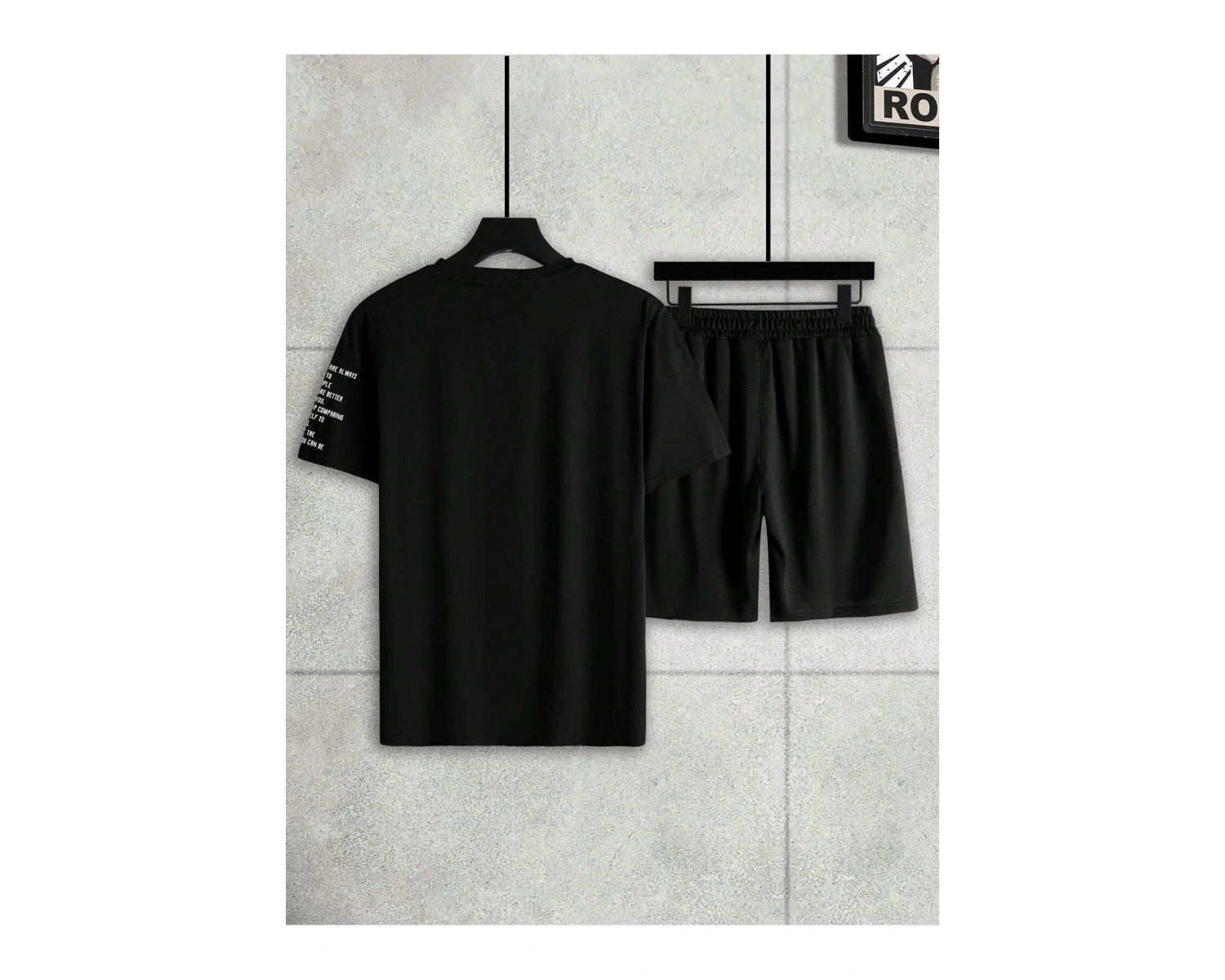 Manfinity Homme Erkek Günlük Slogan Harf Grafik Kısa Kollu Tişört Ve Şort Takımı