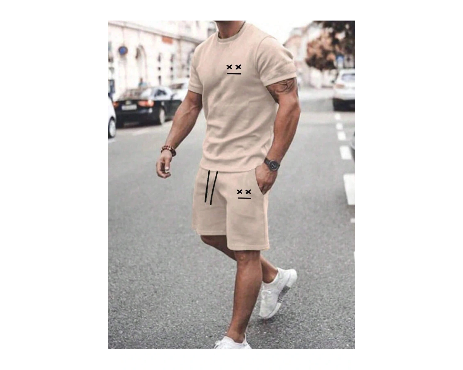 Manfinity Homme Erkek Haki Tişört Ve Şort Takımı