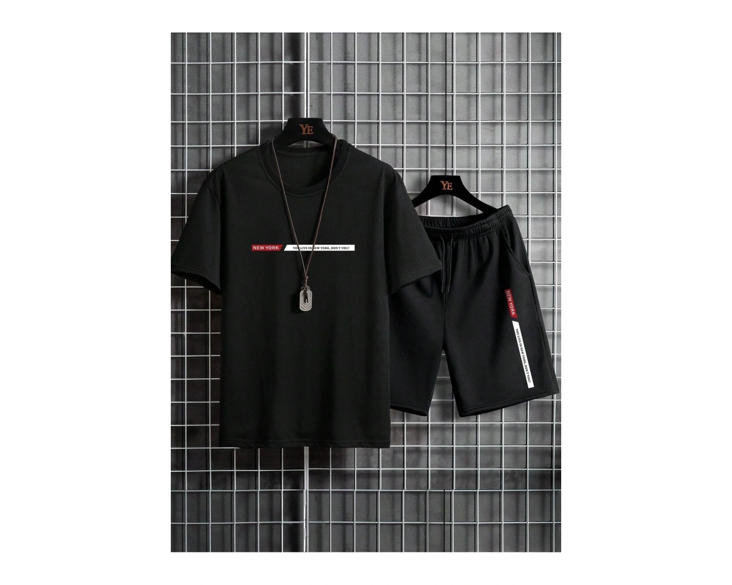 Manfinity Homme Erkek Mektup Tişört ve Şort Takımı