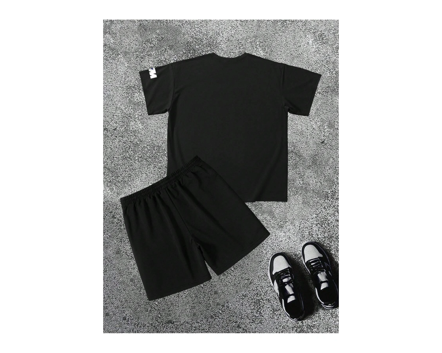 Manfinity Homme Erkek Slogan Baskılı Tişört Ve Şort Takımı