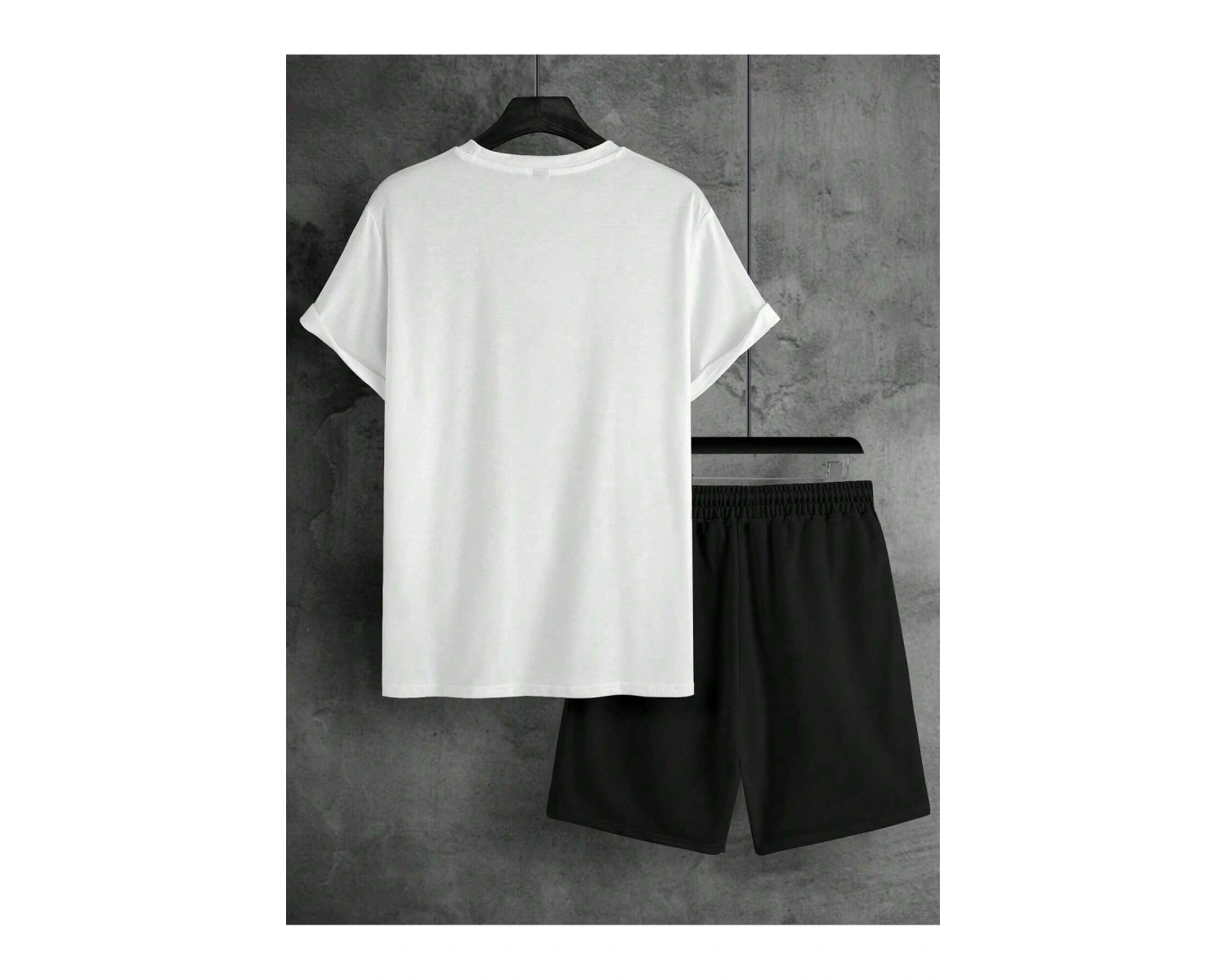 Manfinity Homme Erkek Yazlık Mektup Baskılı Yuvarlak Tişört ve Şort Takımı