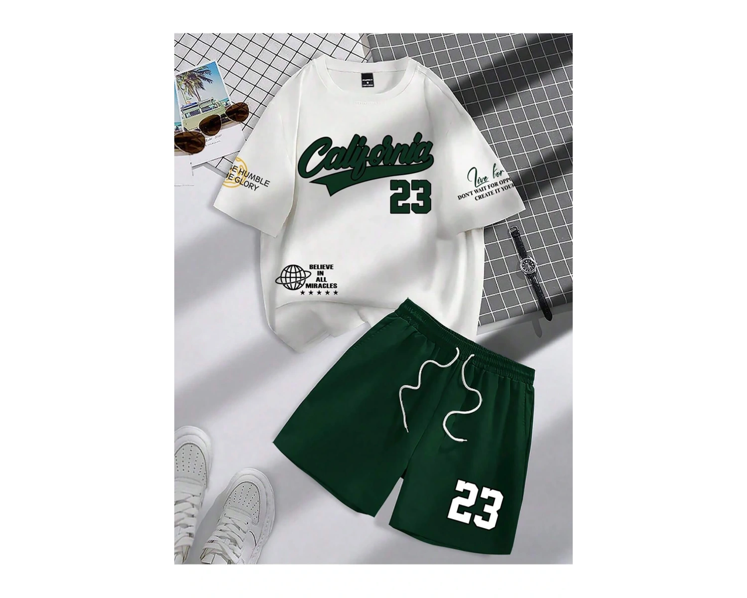 Manfinity Hypemode 2 Adet/Takım Erkek Mektup Baskılı Mürettebat Yaka Kısa Kollu Rahat Tişört