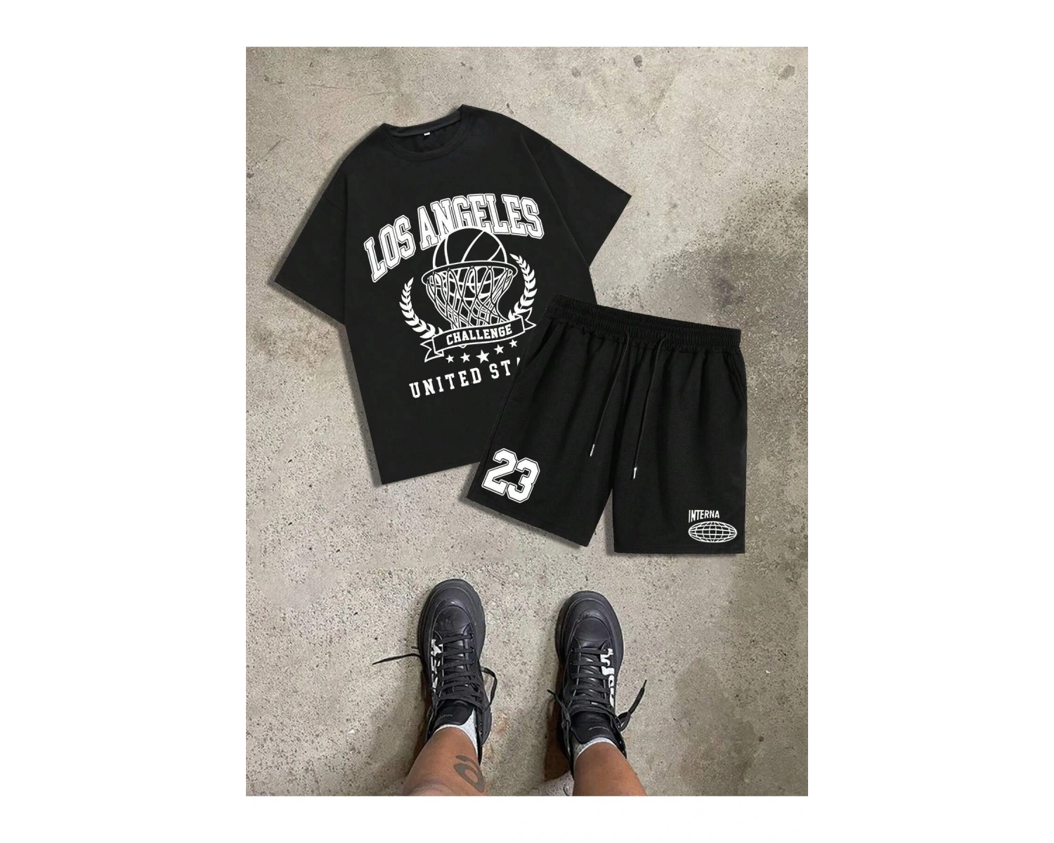 Manfinity Hypemode 2 Adet/Takım Örme Erkek Kısa Kollu Tişört Ve Şort Takımı