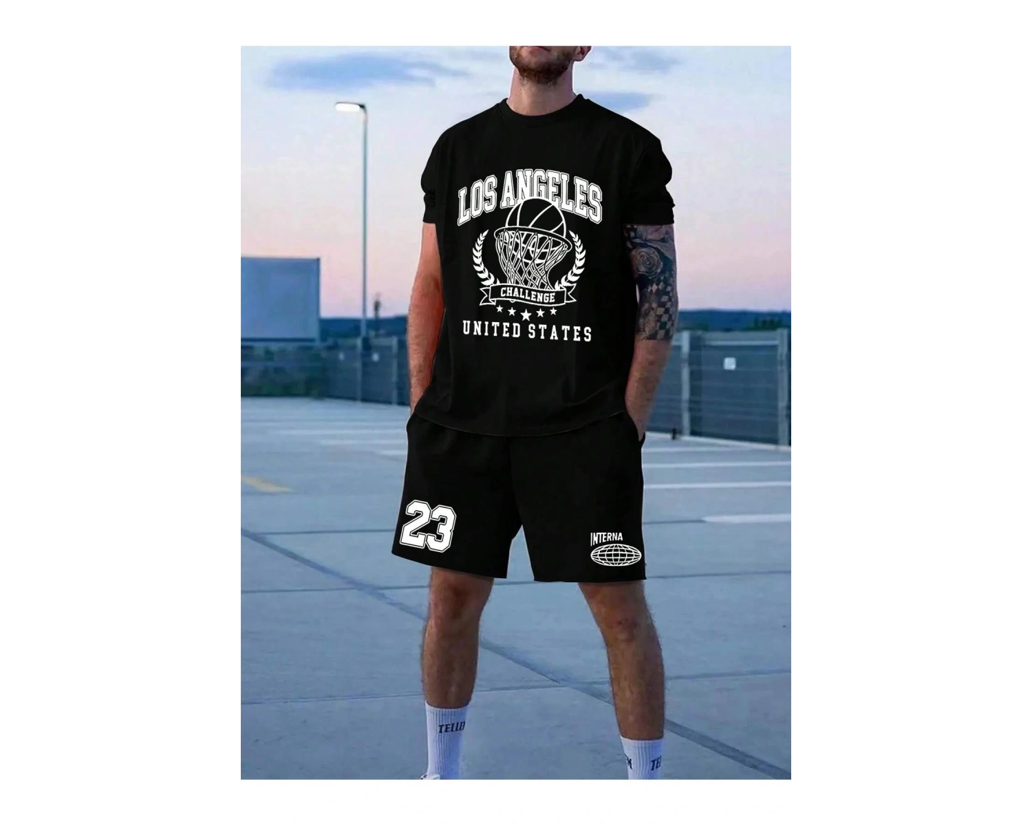 Manfinity Hypemode 2 Adet/Takım Örme Erkek Kısa Kollu Tişört Ve Şort Takımı