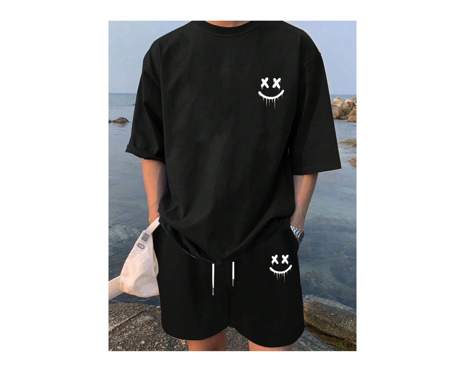 Manfinity Hypemode Erkek Baskılı Kısa Kollu Tişört Ve Şort Takımı