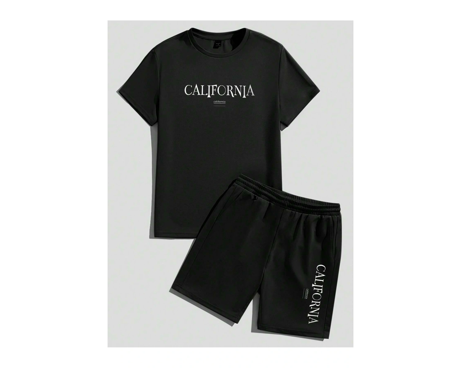 Manfinity Hypemode Erkek Mektup ollu Günlük Tişört Ve Şort Takımı
