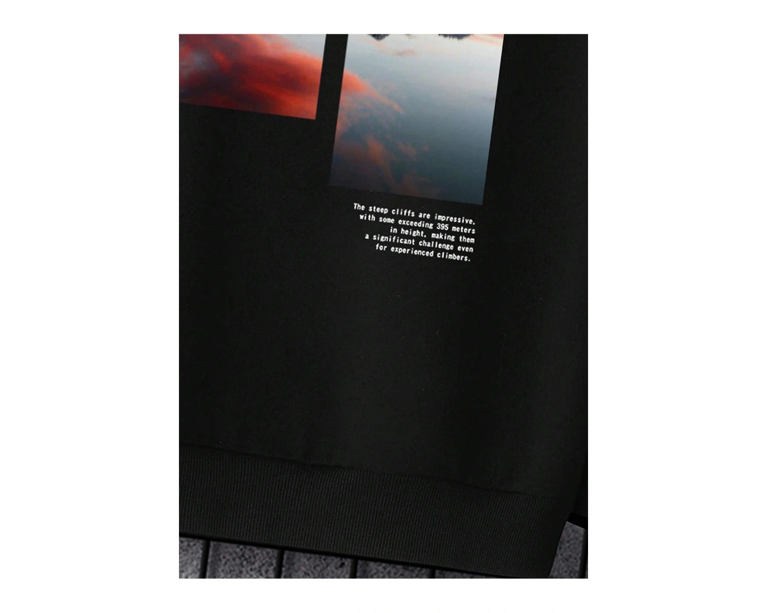 Manfinity Hypemode Mountain & Slogan Graphic Sweatshirt Siyah