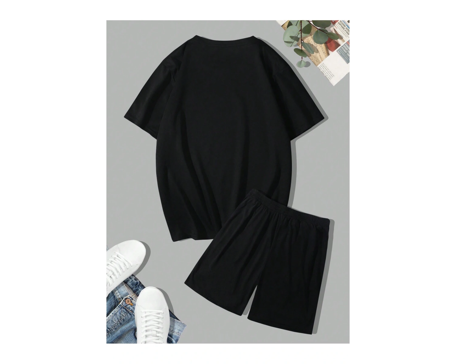 Manfinity LEGND Erkek Tatil Komik Karikatür Tavşan Baskılı Kısa Kollu Tişört Ve Şort Takımı