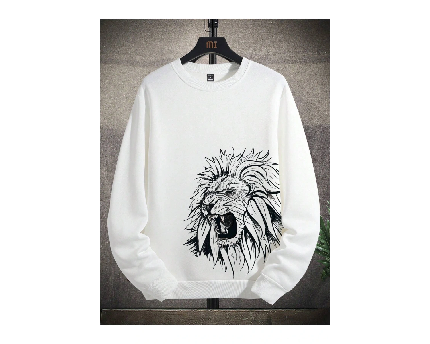 Manfinity LEGND Lion Print Lined Sweatshirt Beyaz