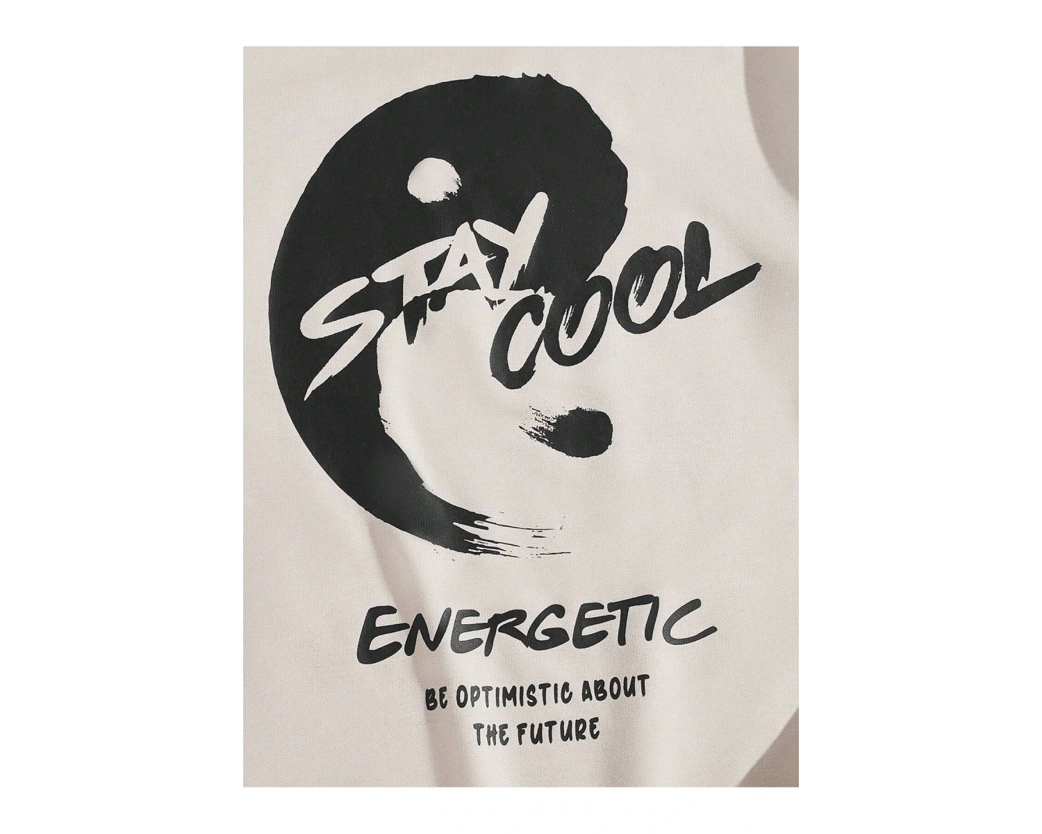 Manfinity LEGND Yin & Yang & Slogan Graphic Hoodie Haki