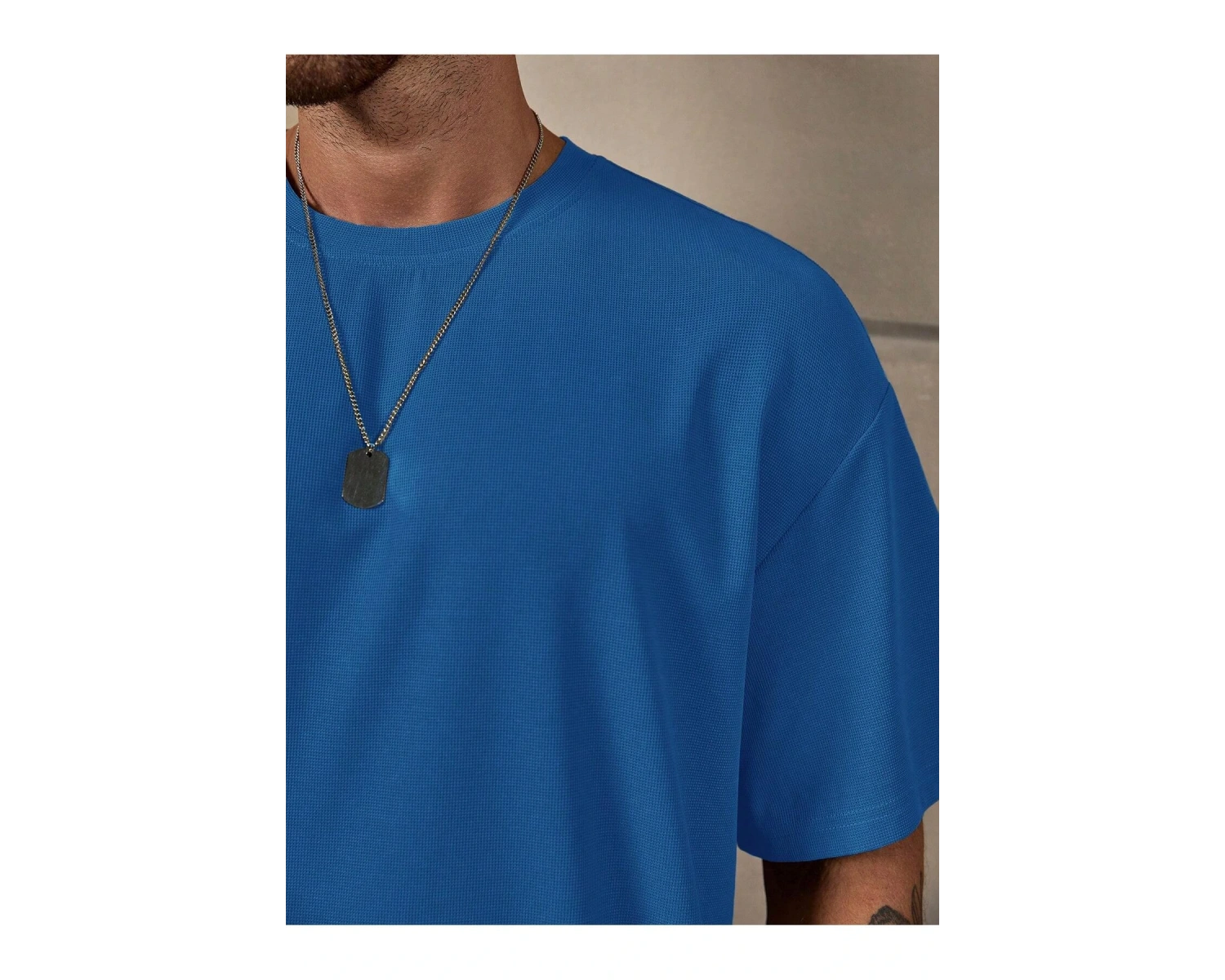 Manfinity RelaxMax Bol Kesim Erkek Düz Renk Düşük Omuz Tişört ve Şort Takımı