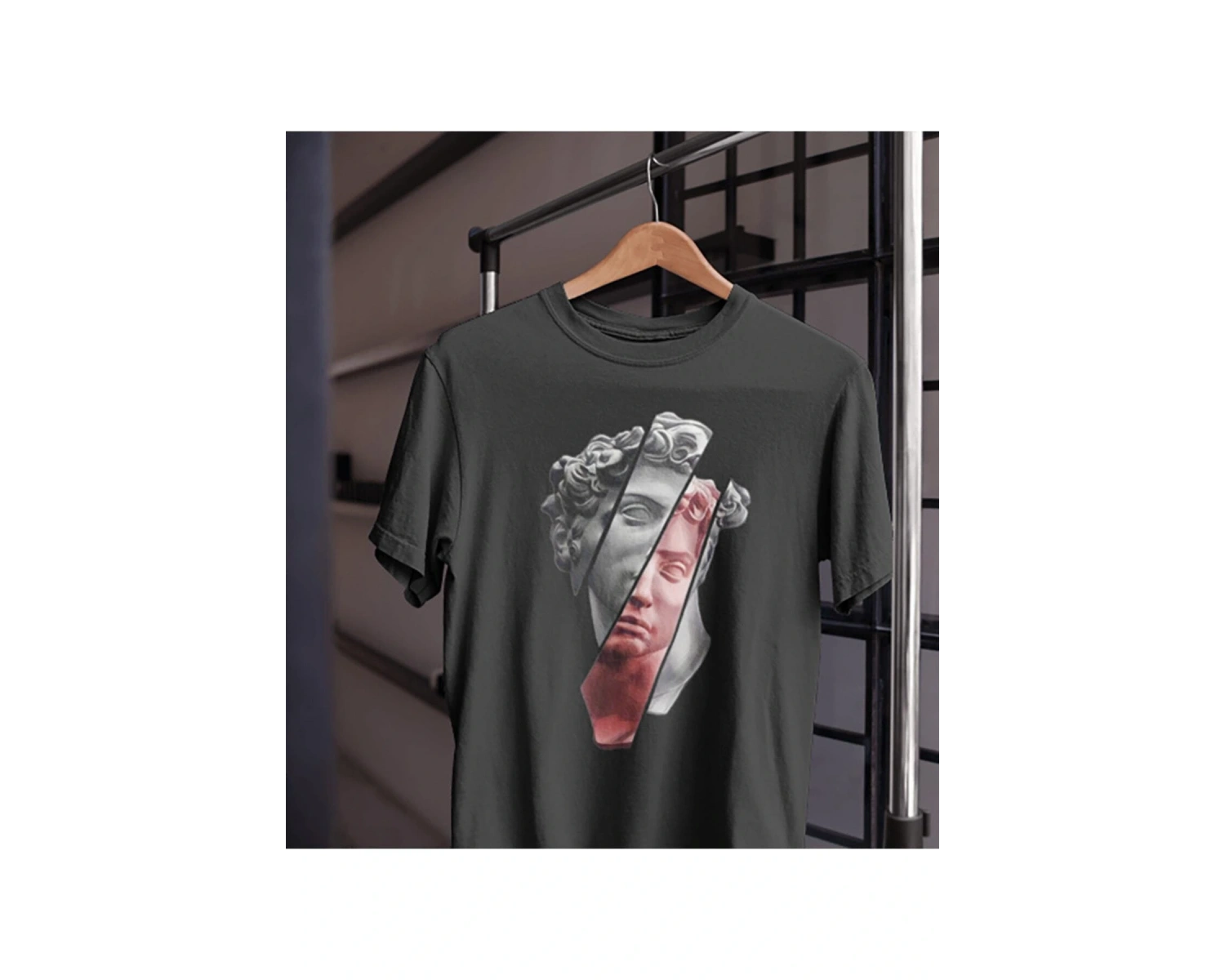 MAVİ Unısex Kadın Erkek Mitoloji Heykel Rönesans uk T-sh