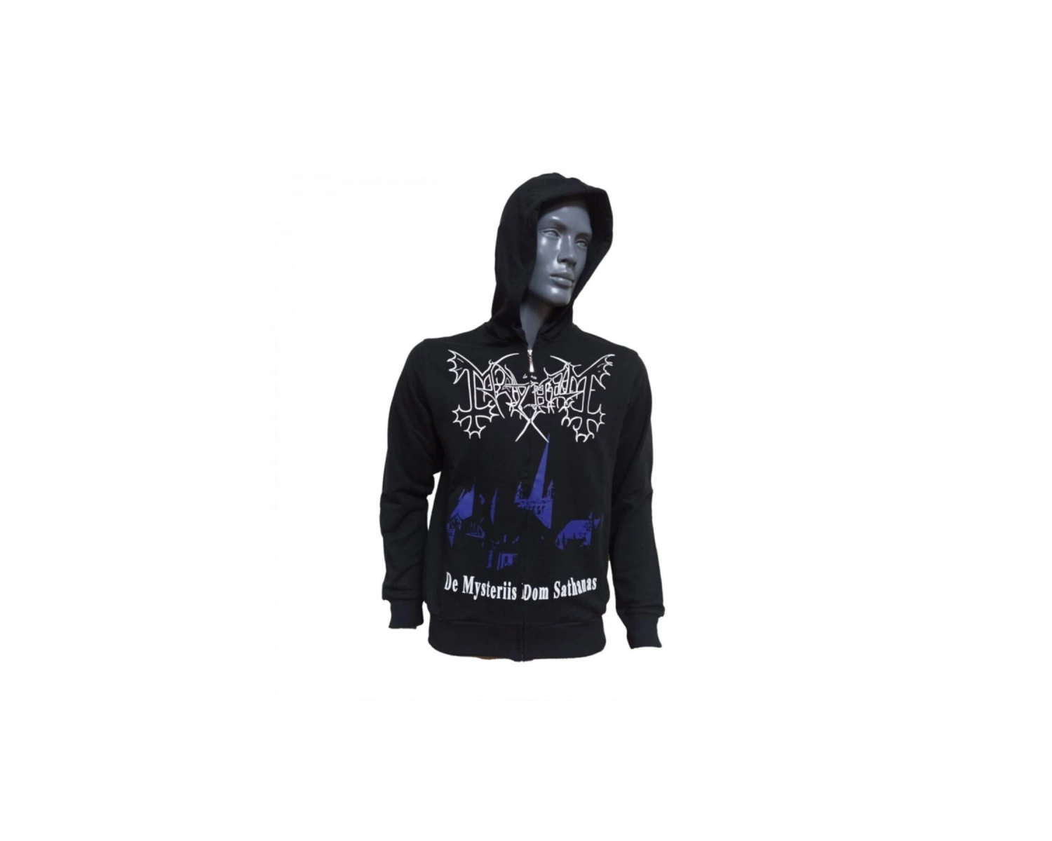 Mayhem De Mysteriis Dom Sathanas Metal Band Baskılı Kapüşonlu Fermuarlı Sweatshirt Siyah