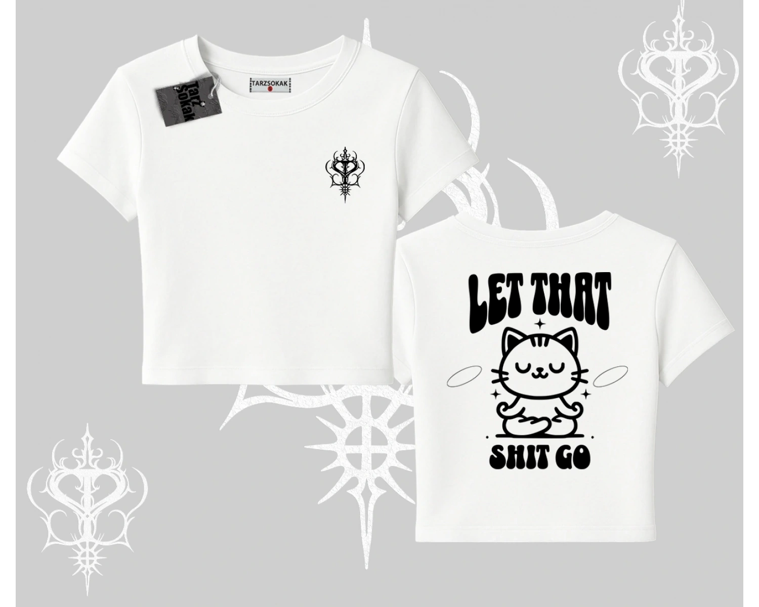 Meditasyon Yapan Kedi Baskılı Babby Tee Tshirt