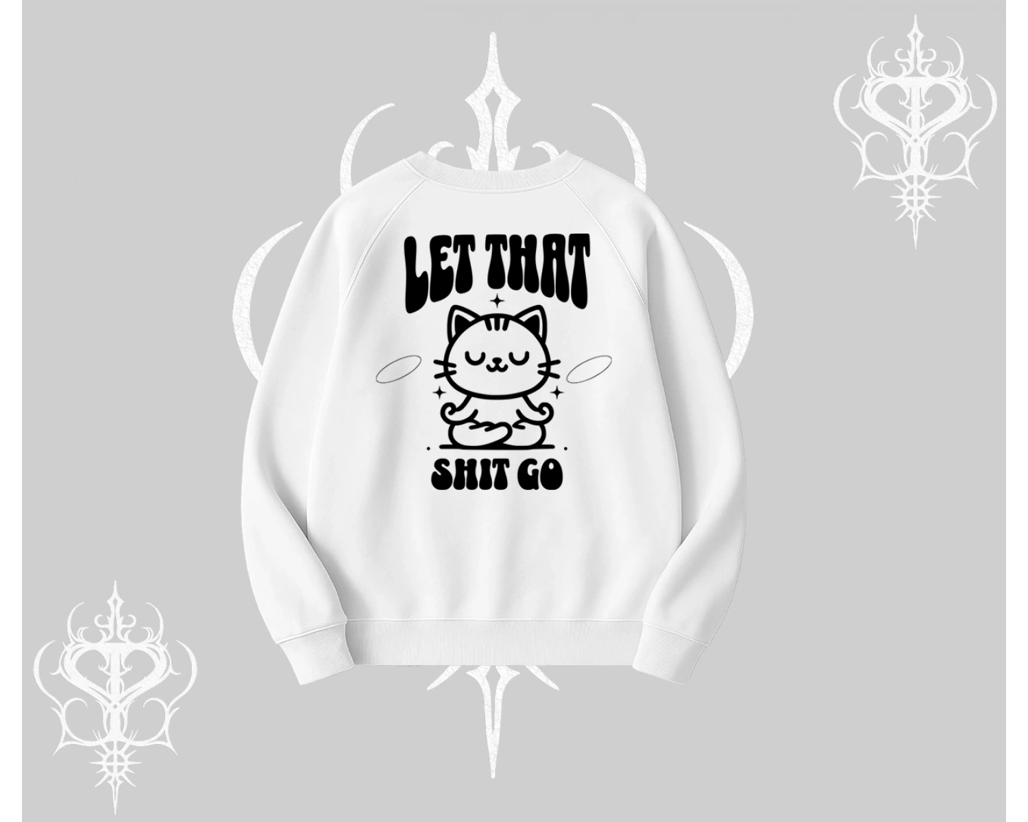 Meditasyon Yapan Kedi Baskılı Biskilet Sweatshirt