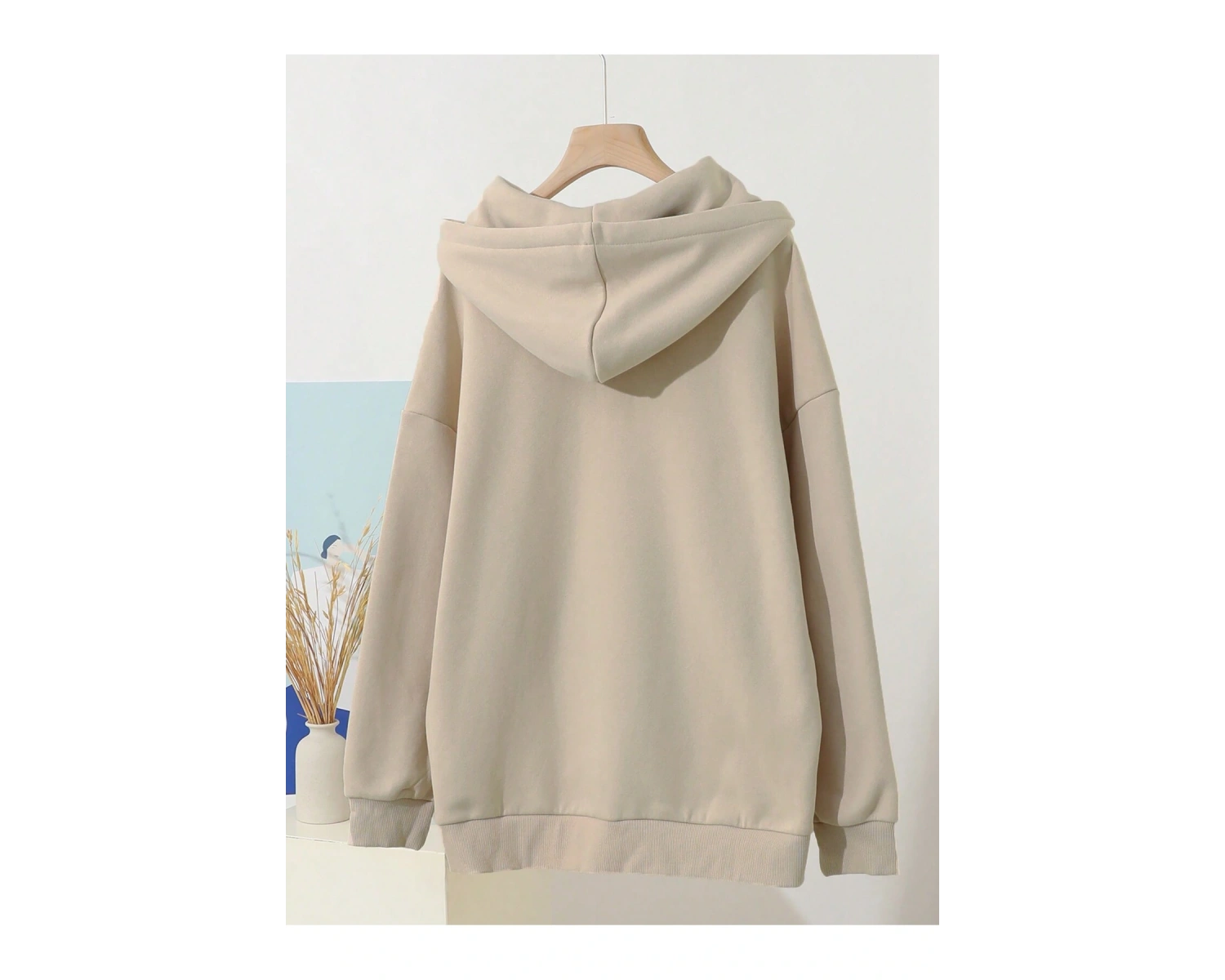 Mektup Grafik Damla Omuz İpli Kapüşonlu Üst Bej