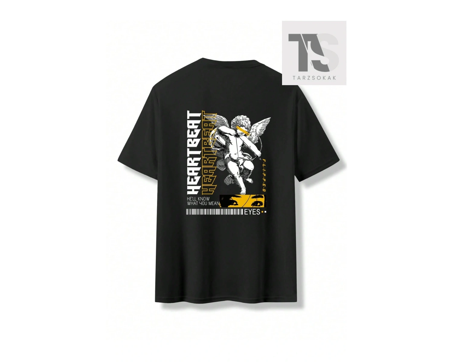 Melek ve Harf Baskılı Erkek Tişört