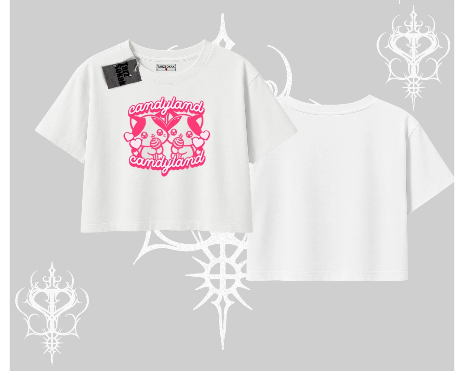 Meow Yazılı Kedi Portre Baskılı Kayık Yaka Tshirt