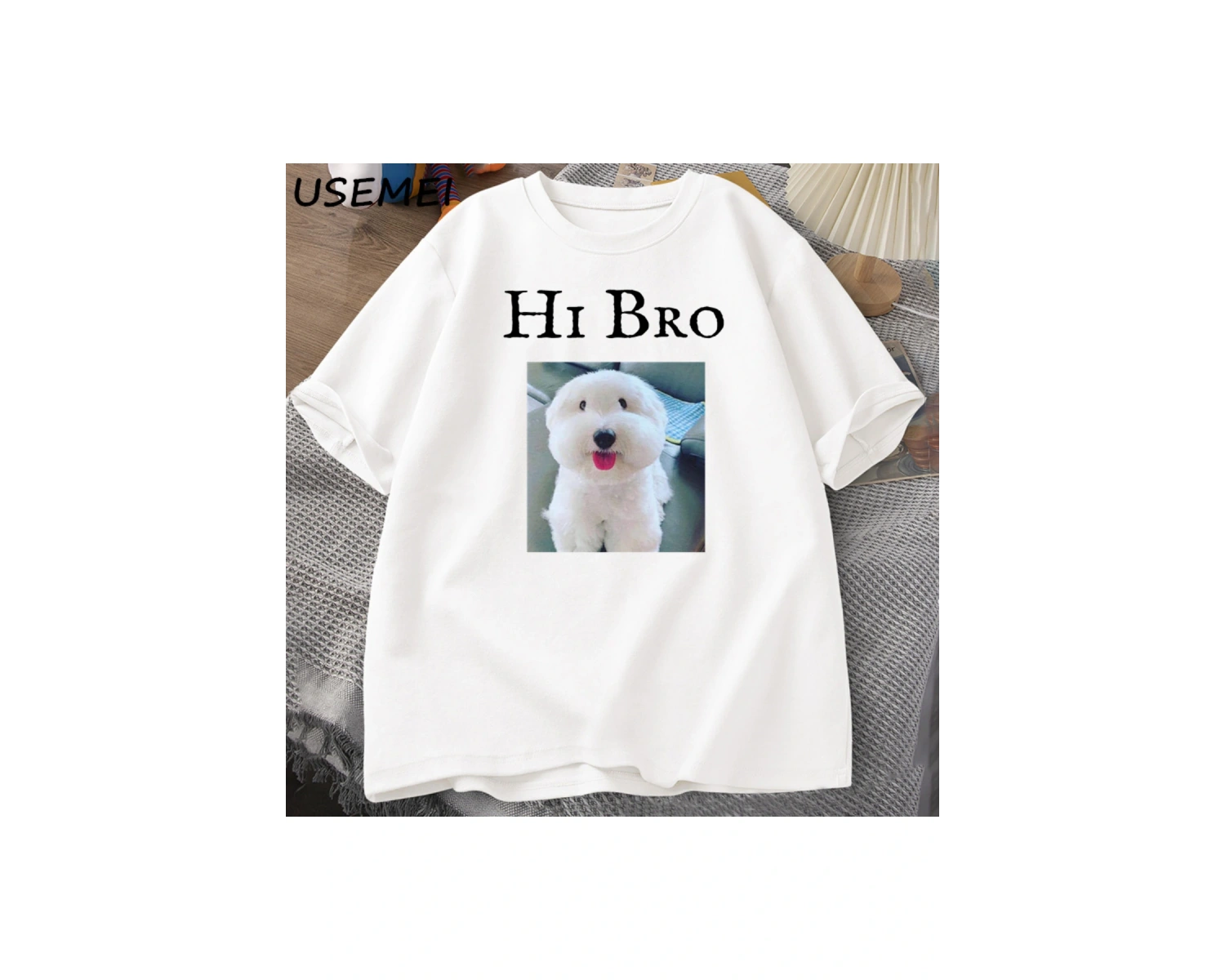 Merhaba Bro köpek yavru T-Shirt Tee rahat Y2K komik Meme Waitimgoated Terkekler kadın 2974