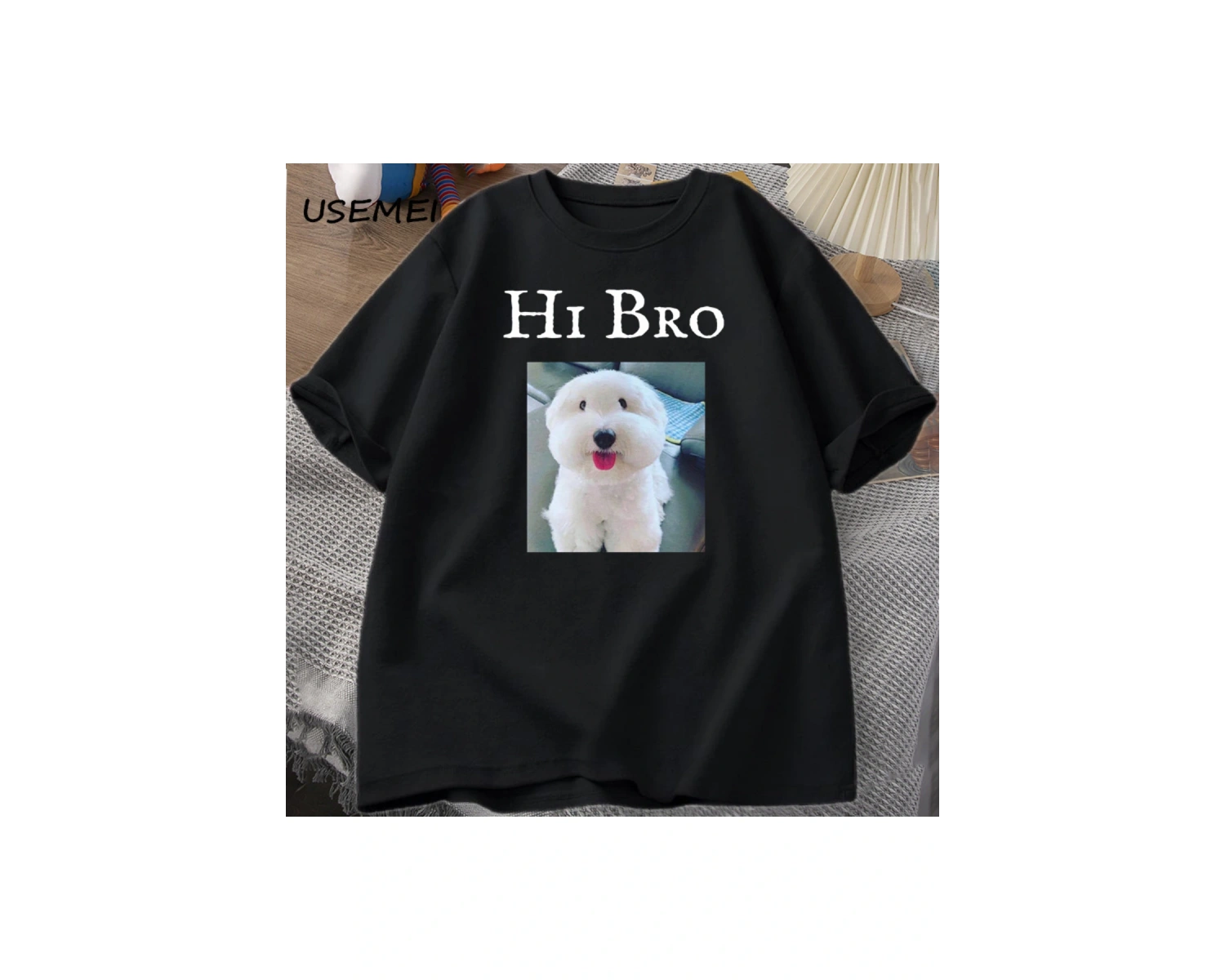 Merhaba Bro köpek yavru T-Shirt Tee rahat Y2K komik Meme Waitimgoated Terkekler kadın 2974