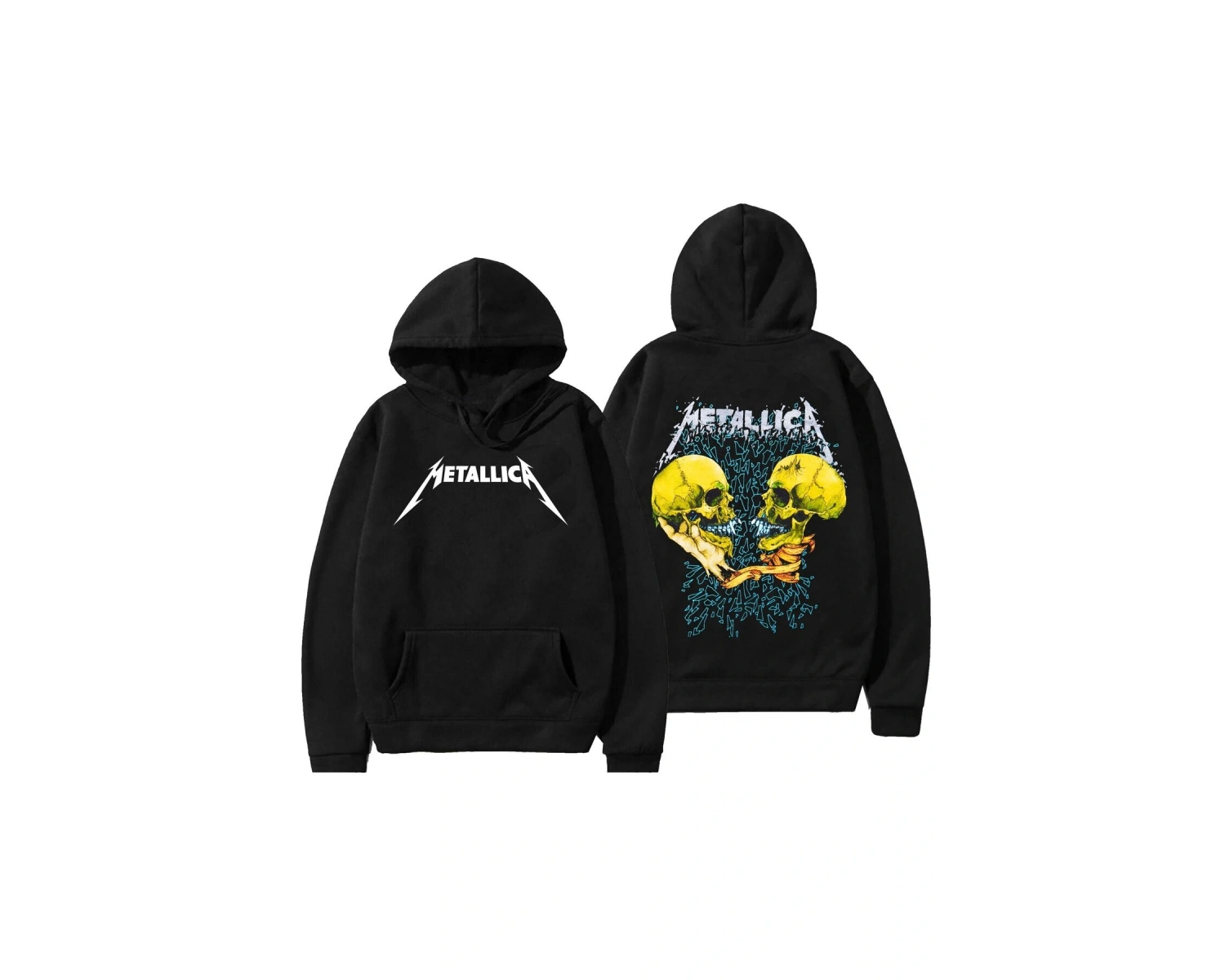 Metallica Burton Grafik Ön Arka Baskılı Kapşonlu 12730 Siyah