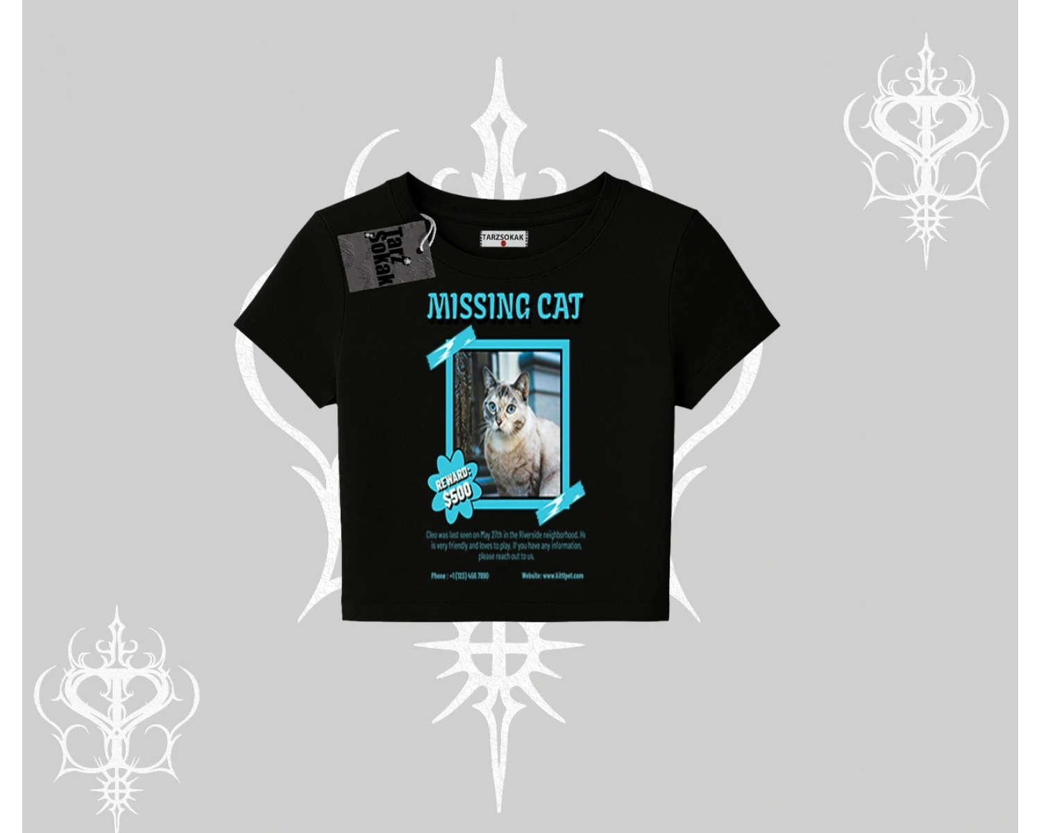 Missing Cat Baskılı Babby Tee Tshirt