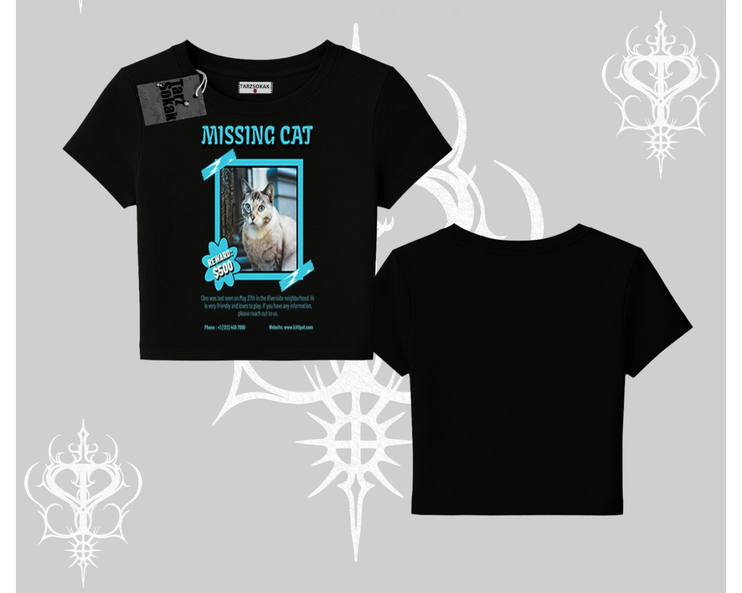 Missing Cat Baskılı Babby Tee Tshirt