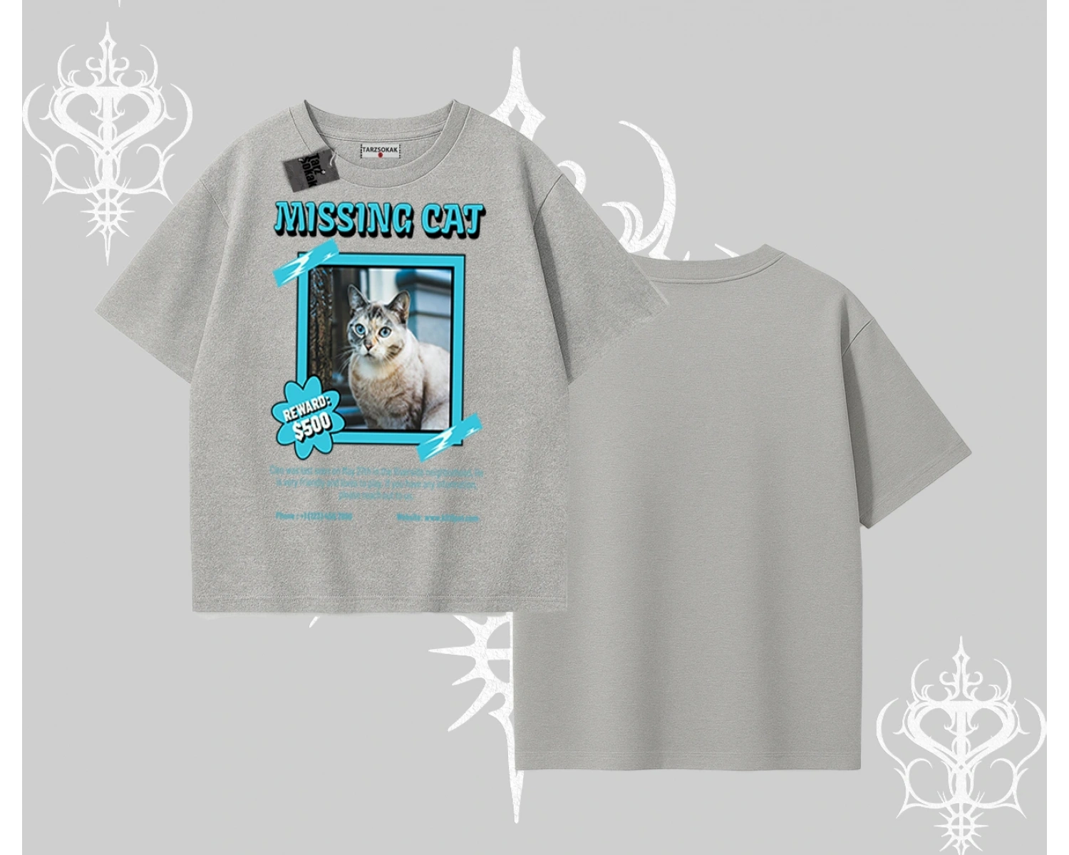 Missing Cat Baskılı Oversize Tshirt