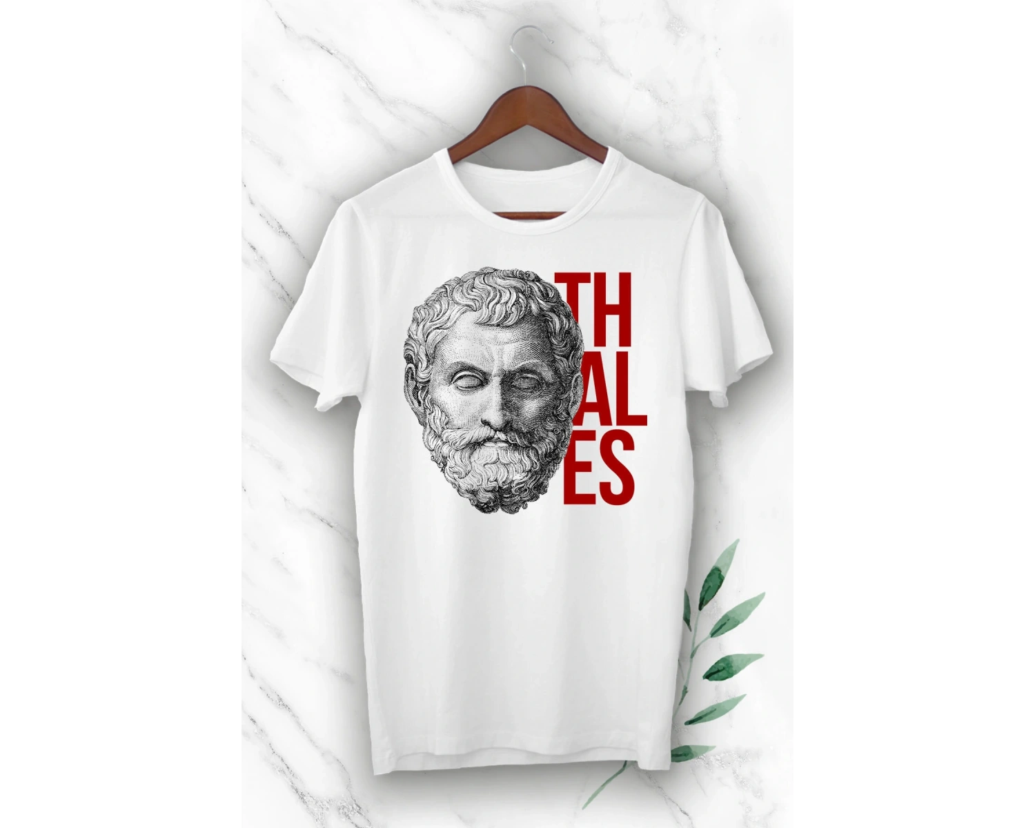 Mitoloji Yedi Bilgenin Ilki Matematikçi Thales Baskılı Beyaz Unısex Tişört