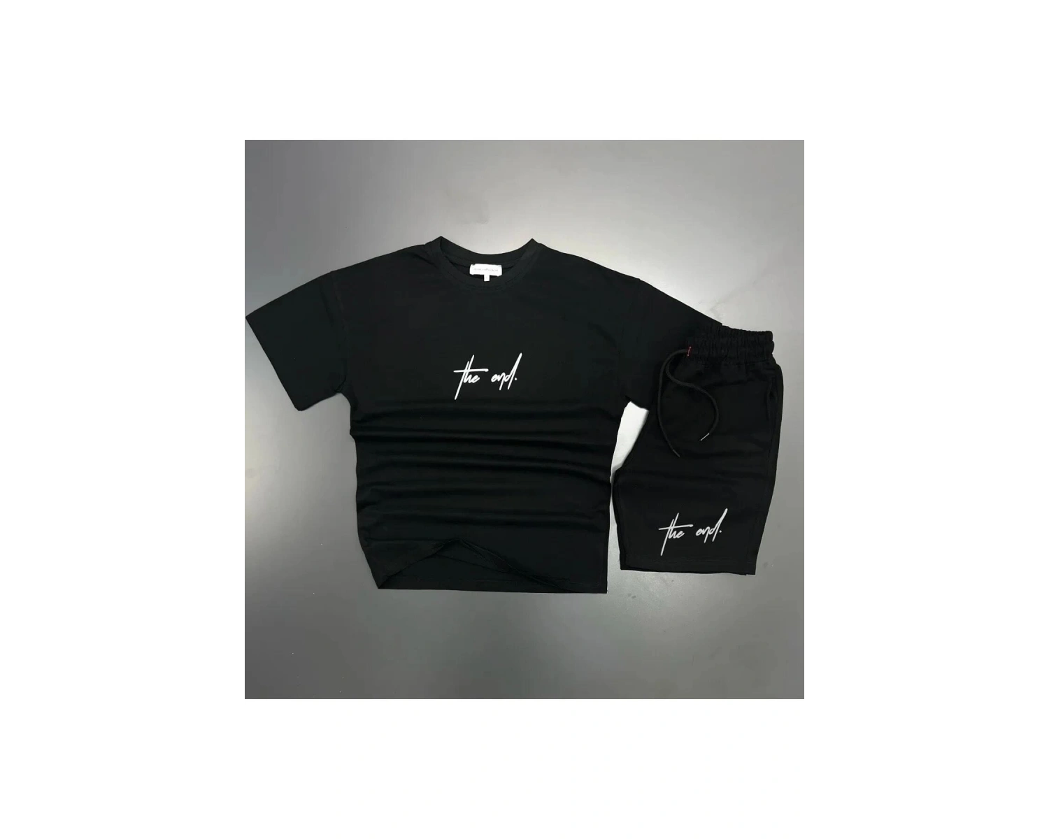 MODARİCH The End Beyaz T-shirt Siyah Penye Şort - Şort Tişört Alt Üst Takım Baskılı Oversize