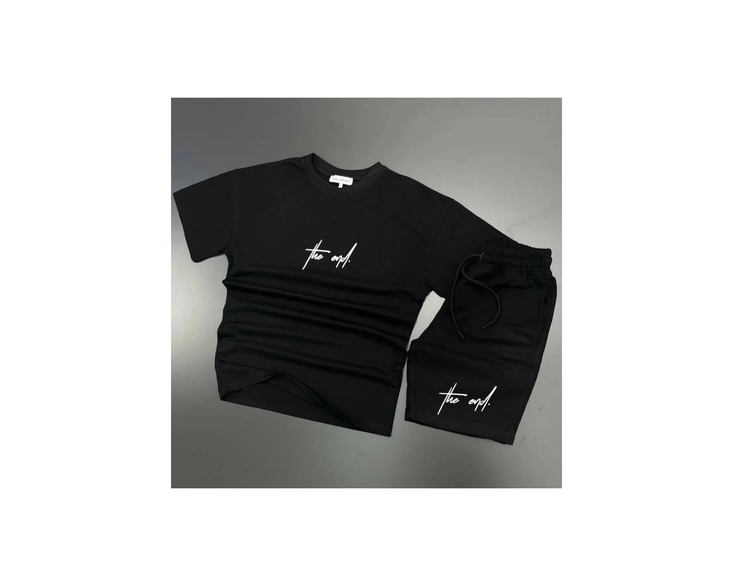 MODARİCH The End Beyaz T-shirt Siyah Penye Şort - Şort Tişört Alt Üst Takım Baskılı Oversize