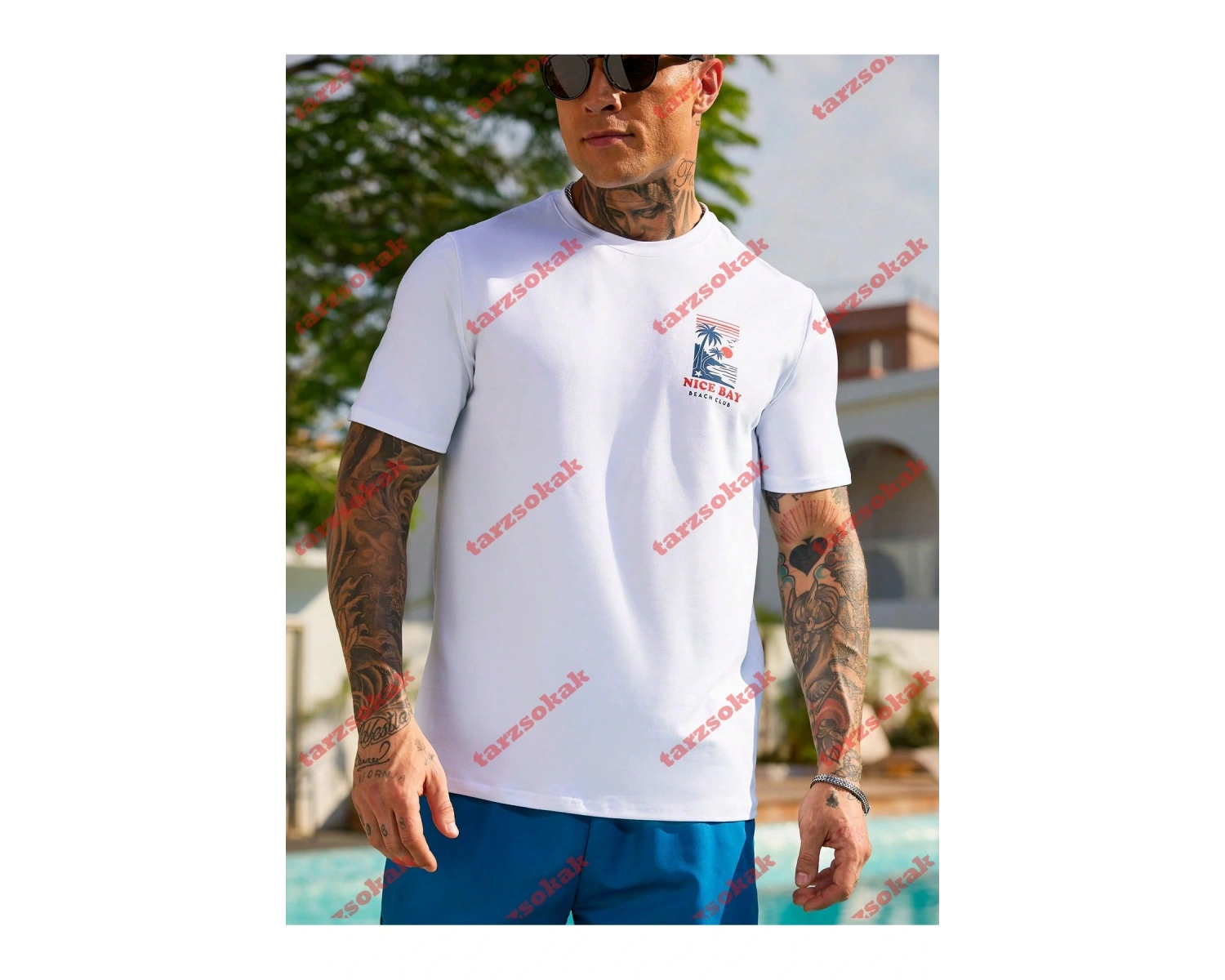 Model 3253 Erkek Yazlık Yuvarlak Yaka Kısa Kollu Günlük Tişört, Yaz