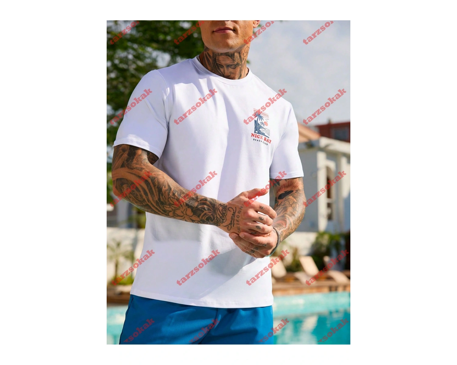 Model 3253 Erkek Yazlık Yuvarlak Yaka Kısa Kollu Günlük Tişört, Yaz