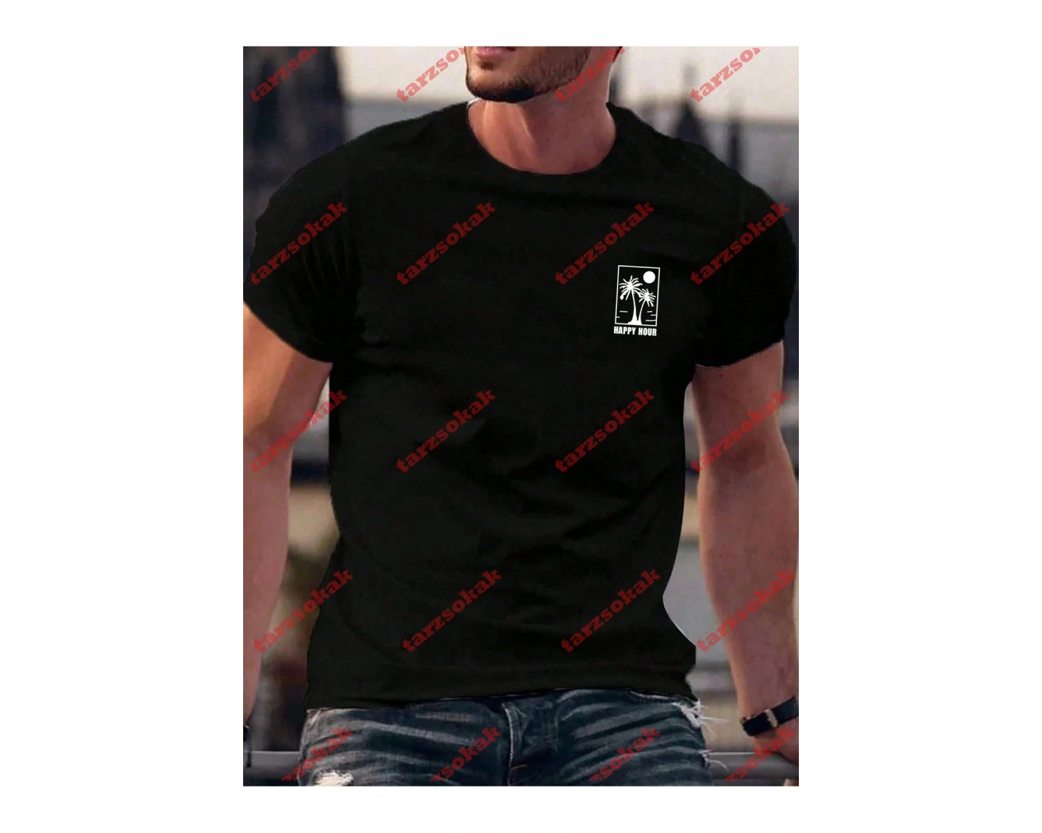 Model 3402 Erkek Yazlık Yuvarlak Yaka Kısa Kollu Günlük Tişört, Yaz