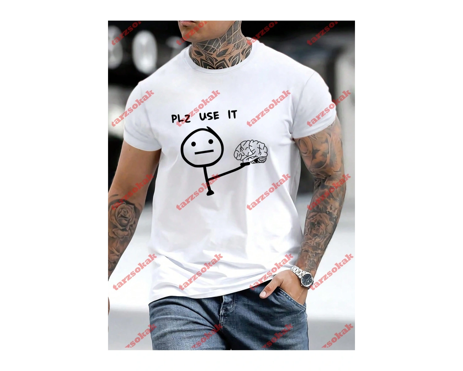 Model 3473 Erkek Yazlık Yuvarlak Yaka Kısa Kollu Günlük Tişört, Yaz