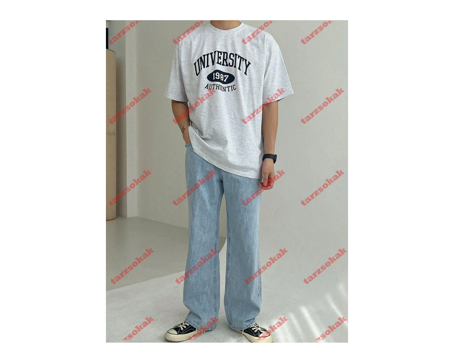 Model 3497 Erkek Yazlık Yuvarlak Yaka Kısa Kollu Günlük Tişört, Yaz