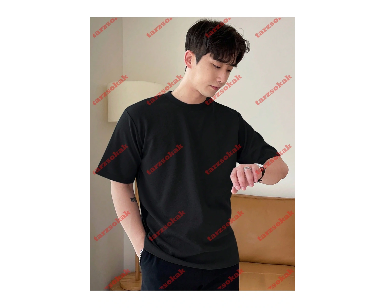 Model 3499 Erkek Yazlık Yuvarlak Yaka Kısa Kollu Günlük Tişört, Yaz