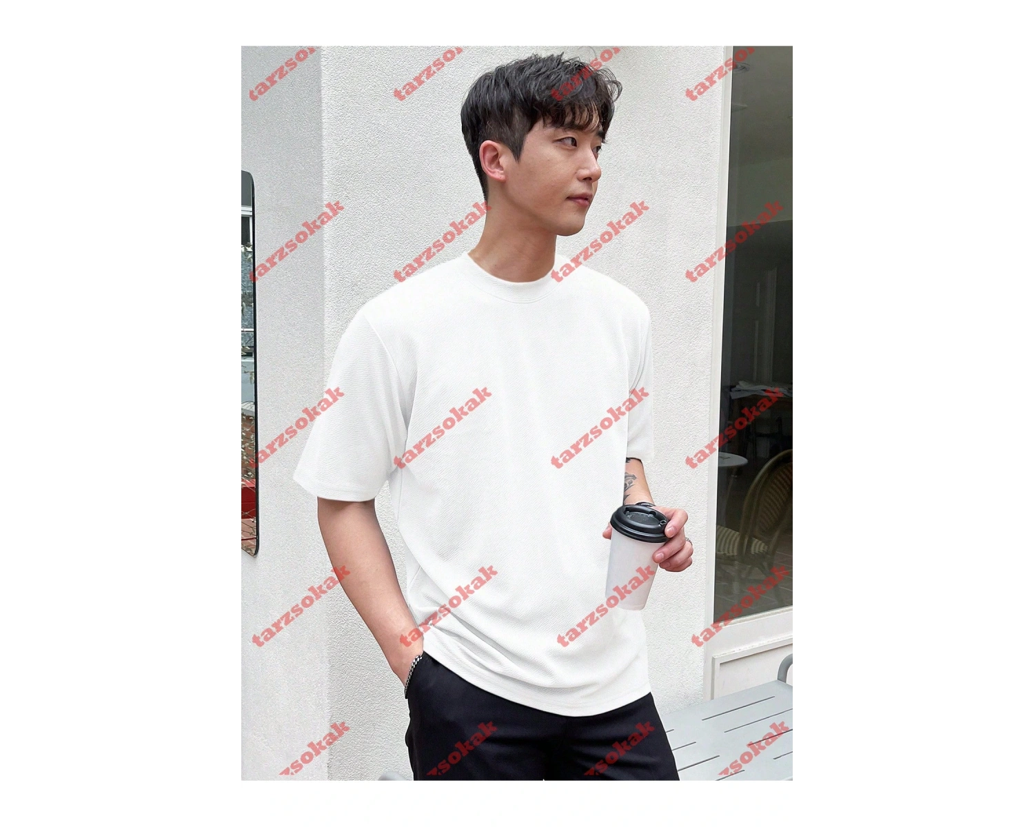 Model 3499 Erkek Yazlık Yuvarlak Yaka Kısa Kollu Günlük Tişört, Yaz