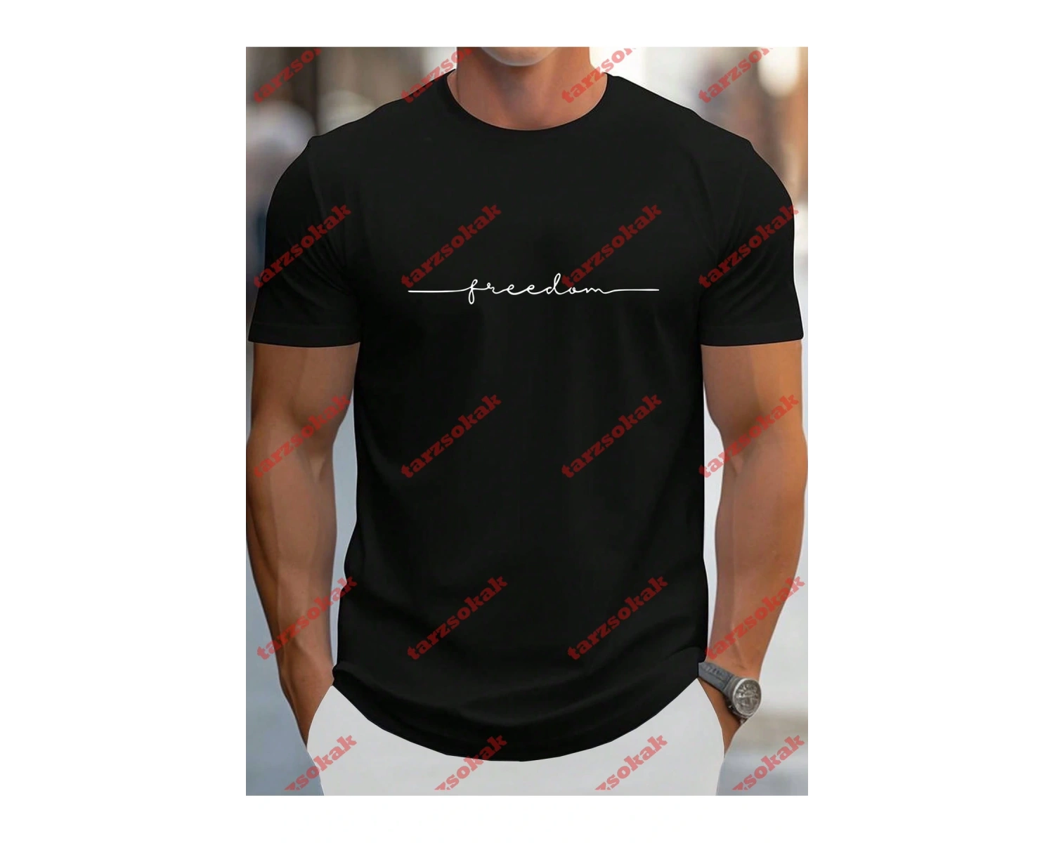 Model 3526 Erkek Yazlık Yuvarlak Yaka Kısa Kollu Günlük Tişört, Yaz